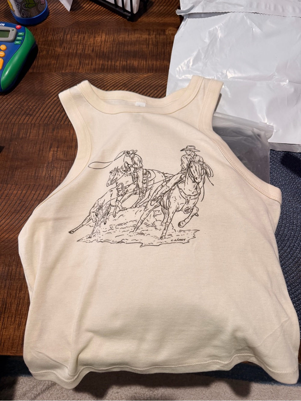 Bella Canvas Cream Tank Top with Black Western Horse Graphic